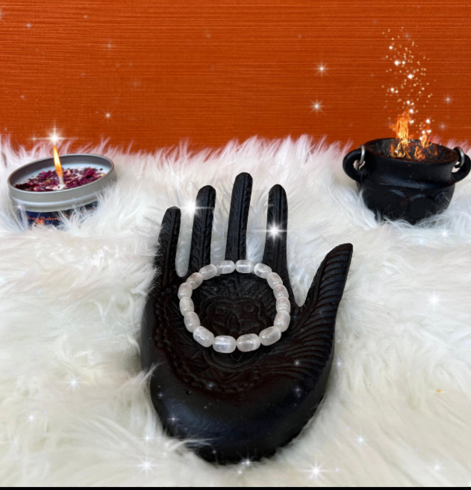 Selenite Bracelet – Dream Clarity & Spiritual Protection-ENCHANTED PATHWAYS