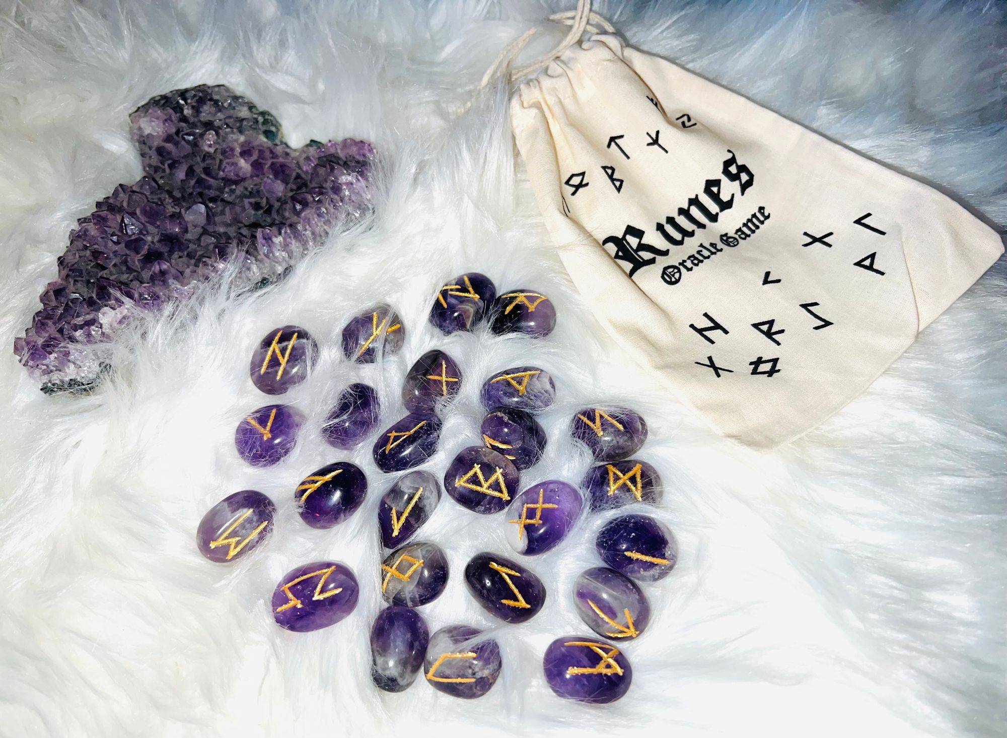 Pathway Rune Amethyst Rune Set for Divination & Intuition | Enchanted Pathways